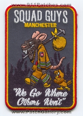 Manchester Fire Department Squad Patch (Connecticut)
Scan By: PatchGallery.com
Keywords: Dept. Company Co. Station Squad Guys - "We Go Where Others Wont"