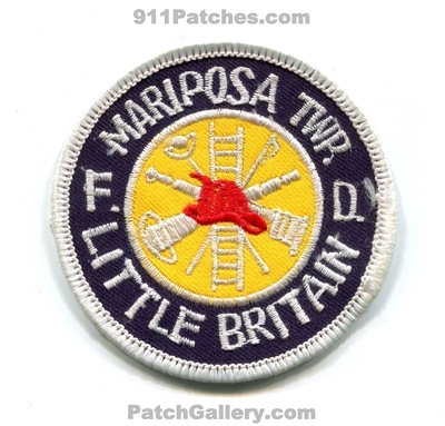 Mariposa Township Fire Department Little Britain Patch (Canada ON)
Scan By: PatchGallery.com
Keywords: twp. dept. f.d. fd