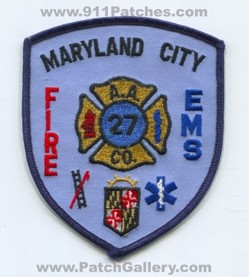 Maryland City Volunteer Fire Company 27 Anne Arundel County Patch (Maryland)
Scan By: PatchGallery.com
Keywords: vol. ems a.a. aa co. number no. #27 department dept.