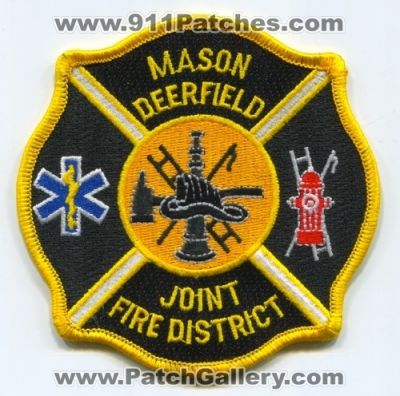 Mason Deerfield Joint Fire District Patch (Ohio)
Scan By: PatchGallery.com
Keywords: dist. department dept.