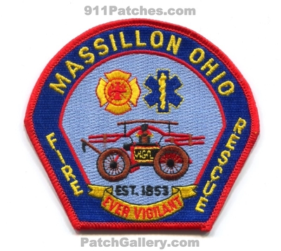Massillon Fire Rescue Department Patch (Ohio)
Scan By: PatchGallery.com
Keywords: dept. est. 1853 ever vigilant