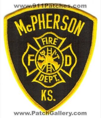 McPherson Fire Department Patch (Kansas)
Scan By: PatchGallery.com
Keywords: dept. ks. fd