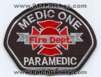 Medic One Fire Department Paramedic Patch (Washington)
Scan By: PatchGallery.com
Keywords: 1 dept. ems
