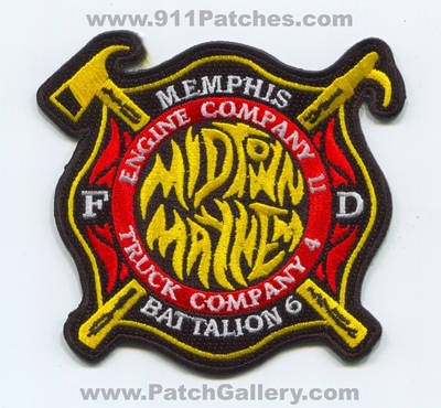 Memphis Fire Department Engine 11 Truck 4 Battalion 4 Patch Tennessee TN 