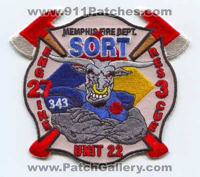 Memphis Fire Department Engine 27 Rescue 3 Unit 22 SORT Patch (Tennessee)
Scan By: PatchGallery.com
Keywords: Dept. MFD M.F.D. Special Operations Rescue Team S.O.R.T. Company Co. Station 343