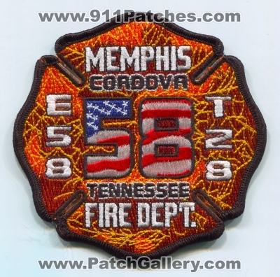 Memphis Fire Department Engine 58 Truck 28 Patch (Tennessee)
Scan By: PatchGallery.com
Keywords: dept. mfd company co. station cordova