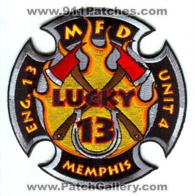 Memphis Fire Department Engine 13 Unit 4 Patch (Tennessee)
Scan By: PatchGallery.com
Keywords: dept. mfd eng. company co. station lucky
