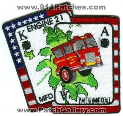 Memphis Fire Department Engine 21 (Tennessee)
Scan By: PatchGallery.com
Keywords: dept. mfd company co. station play the hand dealt