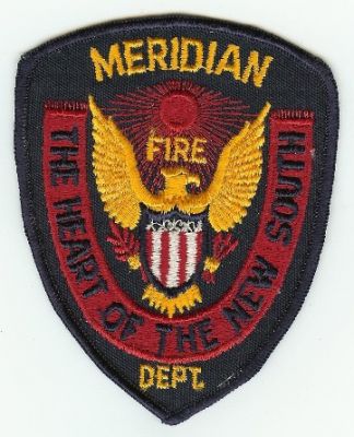 Meridian Fire Dept
Thanks to PaulsFirePatches.com for this scan.
Keywords: mississippi department