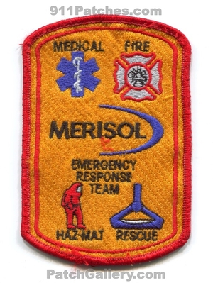 Merisol USA Emergency Response Team ERT Fire Rescue Medical HazMat Patch (Texas)
Scan By: PatchGallery.com
Keywords: chemical company industrial plant haz-mat hazardous materials