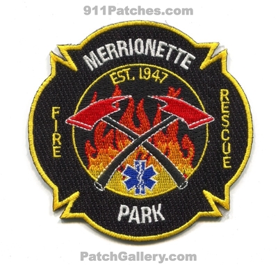 Merrionette Park Fire Rescue Department Patch (Illinois)
Scan By: PatchGallery.com
Keywords: 1947