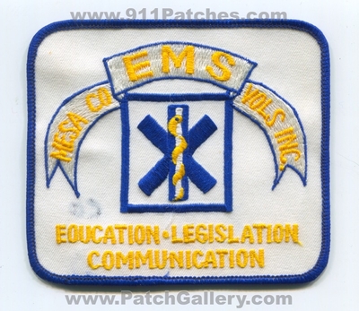 Mesa County Emergency Medical Services EMS Volunteers Inc Patch (Colorado)
[b]Scan From: Our Collection[/b]
Keywords: co. vols inc. ambulance emt paramedic education legislation communication