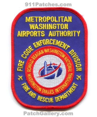 Metropolitan Washington Airport Authority Fire Code Enforcement Division Patch (Washington DC)
Scan By: PatchGallery.com
Keywords: and rescue department dept. ronald reagan national dulles international