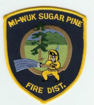 Mi Wuk Sugar Pine Fire Dist
Thanks to PaulsFirePatches.com for this scan.
Keywords: california district