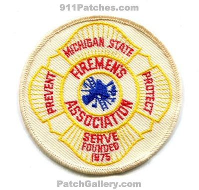 Michigan State Firemens Association Fire Department Patch (Michigan)
Scan By: PatchGallery.com
Keywords: assoc. assn. dept. prevent protect serve founded 1875