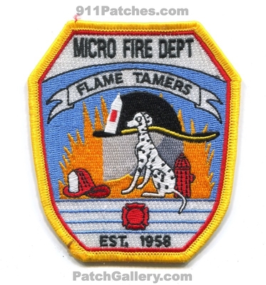Micro Fire Department Patch (North Carolina)
Scan By: PatchGallery.com
Keywords: dept. flame tamers est. 1958 dalmation dog