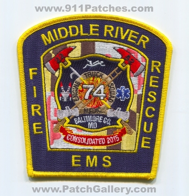 Middle River Volunteer Fire and Rescue Company Patch (Maryland)
Scan By: PatchGallery.com
Keywords: vol. & co. baltimore county md engine truck squad medic station 74 22 52 consolidated 2015
