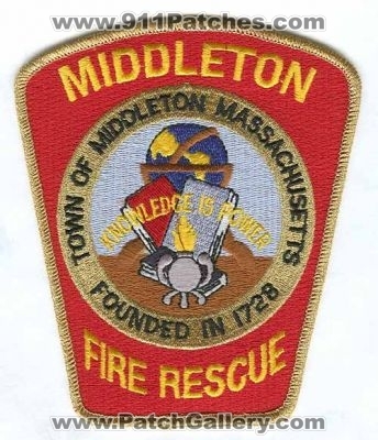Middleton Fire Rescue Department Patch (Massachusetts)
Scan By: PatchGallery.com
Keywords: dept. town of