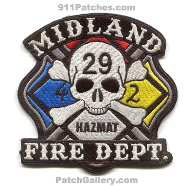Midland Fire Department HazMat 29 Patch (Texas)
Scan By: PatchGallery.com
Keywords: dept. haz-mat hazardous materials skull 42