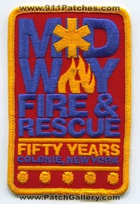Midway Fire and Rescue Department 50 Years (New York)
Scan By: PatchGallery.com
Keywords: & dept. fifty colonie