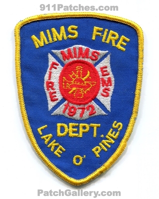 Mims Fire Department Patch (Texas)
Scan By: PatchGallery.com
Keywords: dept. ems 1972 lake opines