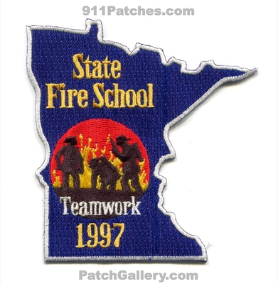 Minnesota State Fire School 1997 Patch (Minnesota) (State Shape)
Scan By: PatchGallery.com
Keywords: academy teamwork