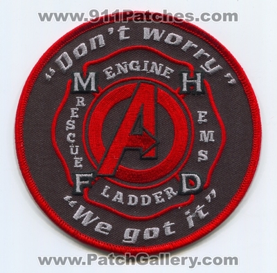 Mint Hill Fire Department Patch (North Carolina)
Scan By: PatchGallery.com
Keywords: dept. mhfd rescue ems engine ladder company co. station dont worry we got it avengers