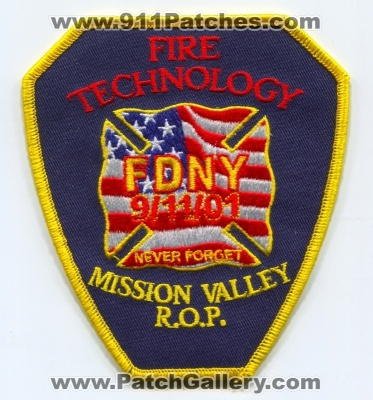 Mission Valley Regional Occupational Program ROP Fire Technology Patch (California)
Scan By: PatchGallery.com
Keywords: r.o.p. technical education college schooling fdny f.d.n.y. 09/11/01 never forget