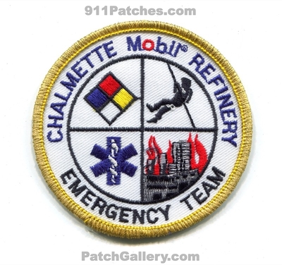 Mobil Oil Chalmette Refinery Emergency Team Patch (Louisiana)
Scan By: PatchGallery.com
Keywords: oil gas petroleum refinery industrial plant emergency response team ert hazardous materials haz-mat hazmat fire department dept.