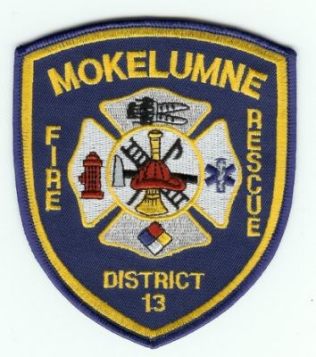 Mokelumne Fire Rescue District 13
Thanks to PaulsFirePatches.com for this scan.
Keywords: california