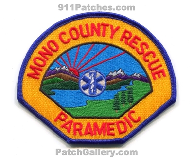 Mono County Emergency Medical Services EMS Rescue Paramedic Patch (California)
Scan By: PatchGallery.com
In Memory of Bernie Shaffer
Keywords: co. ambulance