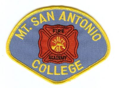 Mount San Antonio College Fire Academy
Thanks to PaulsFirePatches.com for this scan.
Keywords: california mt