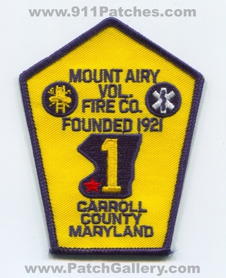 Mount Airy Volunteer Fire Company 1 Carroll County Patch (Maryland)
Scan By: PatchGallery.com
Keywords: mt. vol. co. number no. #1 department dept. founded 1921