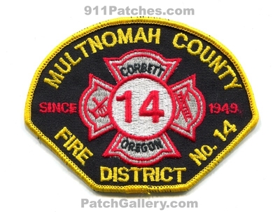 Multnomah County Fire District 14 Corbett Patch (Oregon)
Scan By: PatchGallery.com
Keywords: co. dist. number no. #14 department dept. since 1949