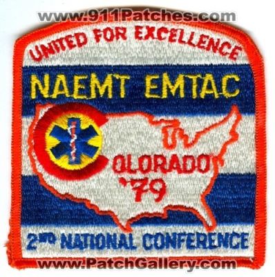NAEMT EMTAC 2nd National Conference 1979 EMS Patch (Colorado)
[b]Scan From: Our Collection[/b]
Keywords: national association of emergency medical technicians and trauma services advisory council ambulance paramedics