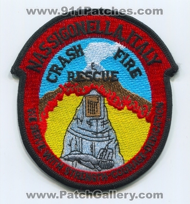 Naval Air Station NAS Sigonella Crash Fire Rescue CFR Department USN Navy Military Patch (Italy)
Scan By: PatchGallery.com
Keywords: N.A.S. C.F.R. U.S.N. ARFF A.R.F.F. Aircraft Airport Rescue Firefighter Firefighting nassigonella