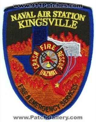 Naval Air Station NAS Kingsville Fire and Emergency Services USN Navy Military Patch (Texas)
Scan By: PatchGallery.com
Keywords: usn navy military & crash rescue cfr arff aircraft airport firefighter firefighting hazmat haz-mat