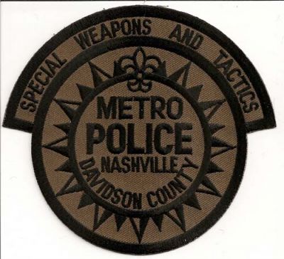 Nashville Metro Police Special Weapons and Tactics
Thanks to EmblemAndPatchSales.com for this scan.
County: Davidson
Keywords: tennessee swat
