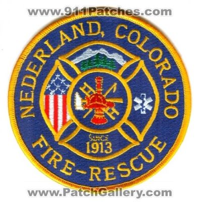Nederland Fire Rescue Department Patch (Colorado) (Prototype)
[b]Scan From: Our Collection[/b]
[b]Patch Made By: 911Patches.com[/b]
Keywords: dept.