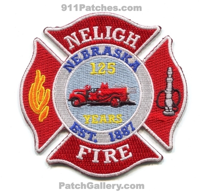 Neligh Fire Department 125 Years Patch (Nebraska)
Scan By: PatchGallery.com
Keywords: dept. est. 1887