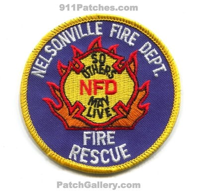 Nelsonville Fire Rescue Department Patch (Ohio)
Scan By: PatchGallery.com
Keywords: dept. nfd so others may live