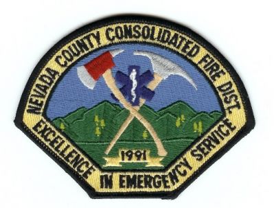 Nevada County Consolidated Fire Dist
Thanks to PaulsFirePatches.com for this scan.
Keywords: california district