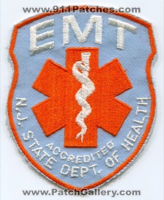 New Jersey EMT Patch Royal on White