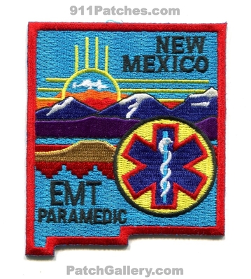 New Mexico State Emergency Medical Technician EMT Paramedic EMS Patch (New Mexico) (State Shape)
Scan By: PatchGallery.com
Keywords: certified licensed registered services ambulance