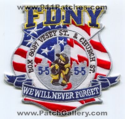 New York City Fire Department FDNY We Will Never Forget (New York)
Scan By: PatchGallery.com
Keywords: of dept. f.d.n.y. company station box 8087 vesey st. street and church 5-5-5-5