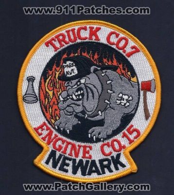 Newark Fire Department Engine Company 15 Truck Company 7 (New Jersey)
Thanks to PaulsFirePatches.com for this scan. 
Keywords: dept. co.