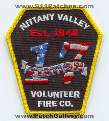 Nittany Valley Volunteer Fire Company Station 17 Patch (Pennsylvania)
Scan By: PatchGallery.com
Keywords: vol. co. number no. #17 department dept.