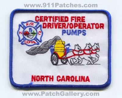 North Carolina State Certified Fire Driver Operator Pumps Patch (North Carolina)
Scan By: PatchGallery.com
Keywords: rescue commission fr f/r comm. do department dept.