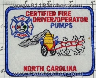 North Carolina State Certified Fire Driver Operator Pumps (North Carolina)
Thanks to swmpside for this picture.
Keywords: nc f/r rescue commision comm.