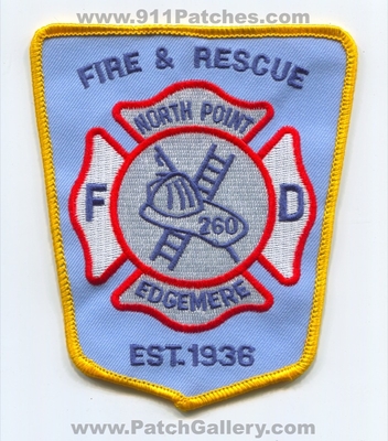 North Point Edgemere Fire and Rescue Department 260 Patch (Maryland)
Scan By: PatchGallery.com
Keywords: & dept. fd est. 1936